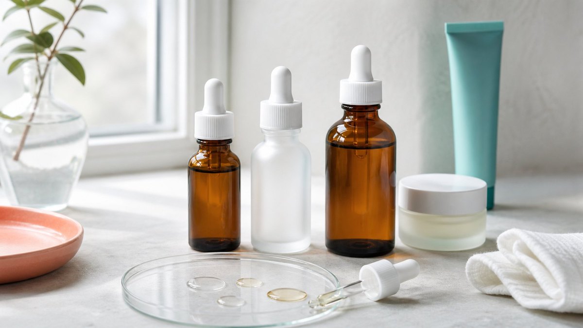 Serum hydratant a l'acide hyaluronique dans une routine visage.